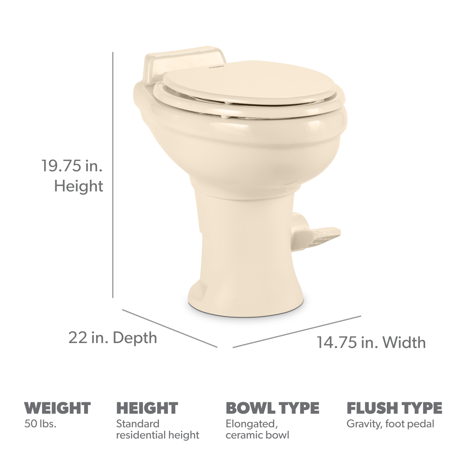 DOMETIC | Ceramic Elongated Toilet 320 RV (9108781896)