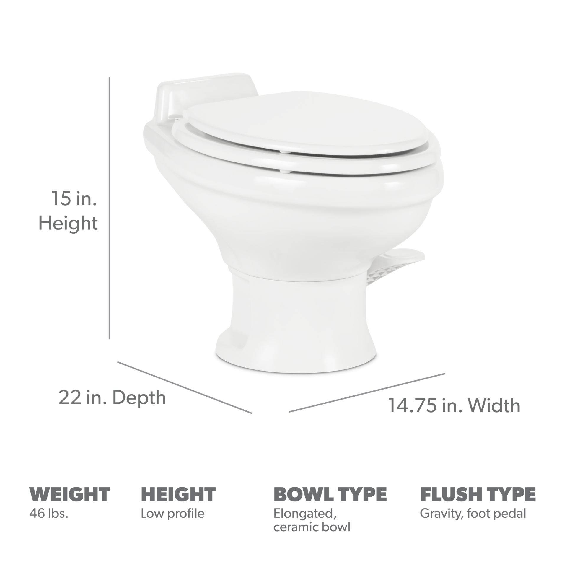 DOMETIC | Ceramic Elongated Toilet 321 RV (9108782773)