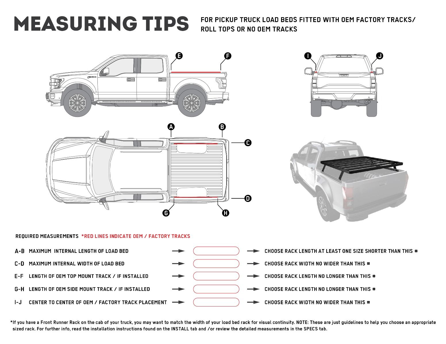 FRONT RUNNER | Slimline II Load Bed Rack Kit & 1255 W X 1560 L Pickup Truck (KRLB009T)