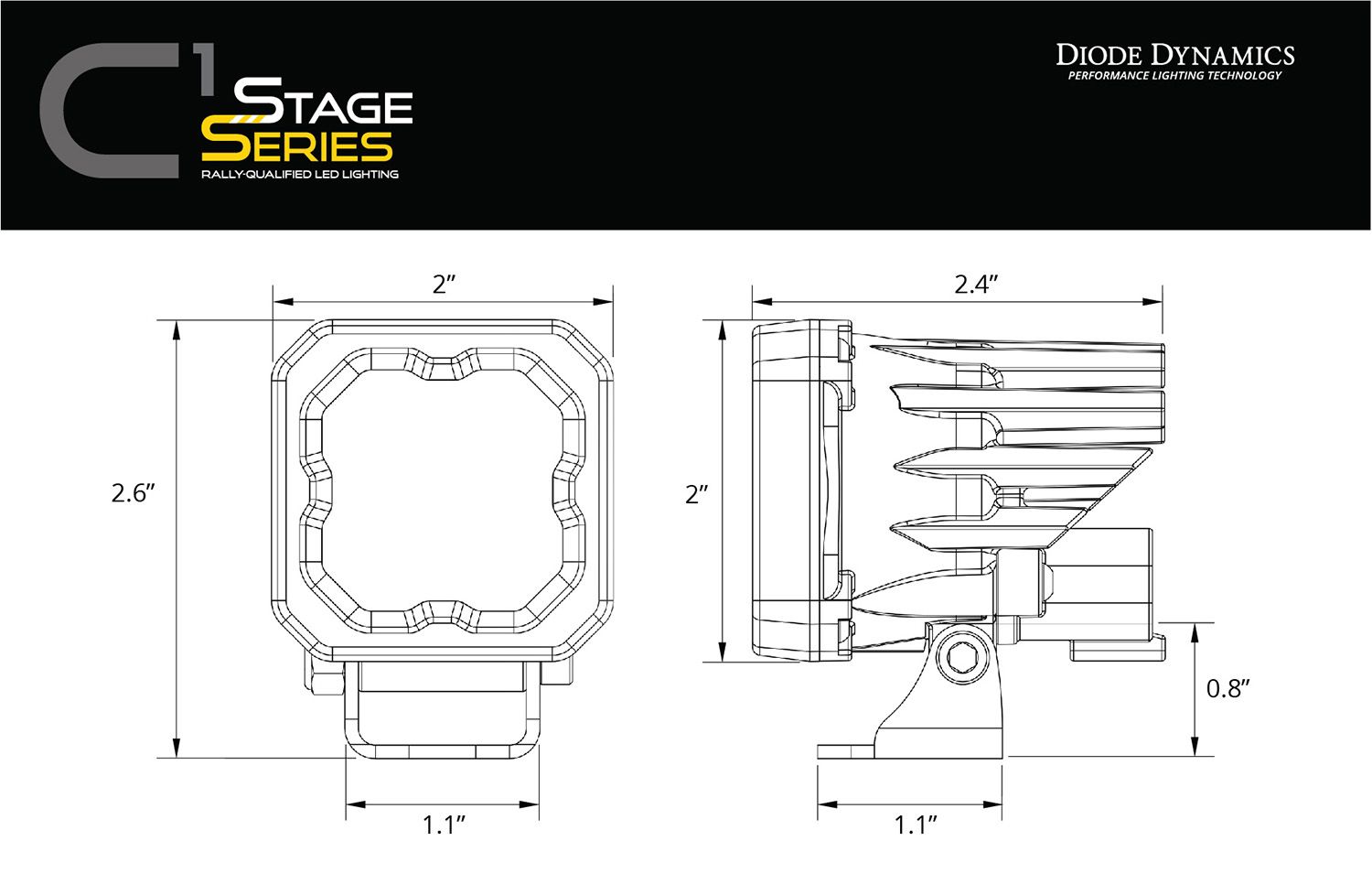 DIODE DYNAMICS | SSC1 Yellow Pro Standard LED Pod (One)