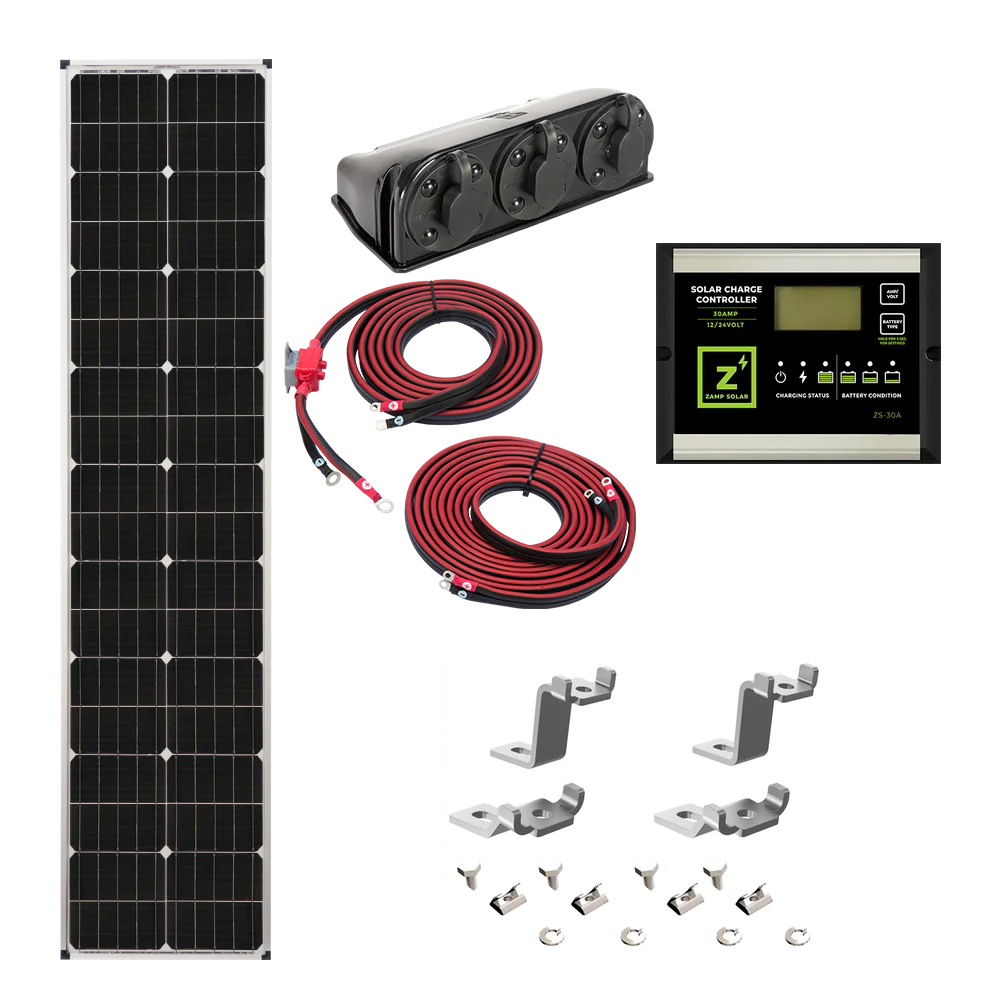 ZAMP SOLAR | Airstream Legacy Silver 90 Watt Long Solar Panel Deluxe Kit (KIT1007)