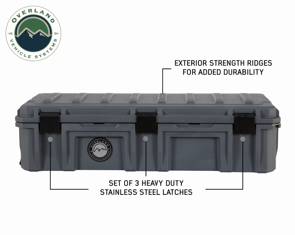 OVERLAND VEHICLE SYSTEMS | D.B.S. Dark Grey 117 QT Dry Box With Drain and Bottle Opener (40100021)