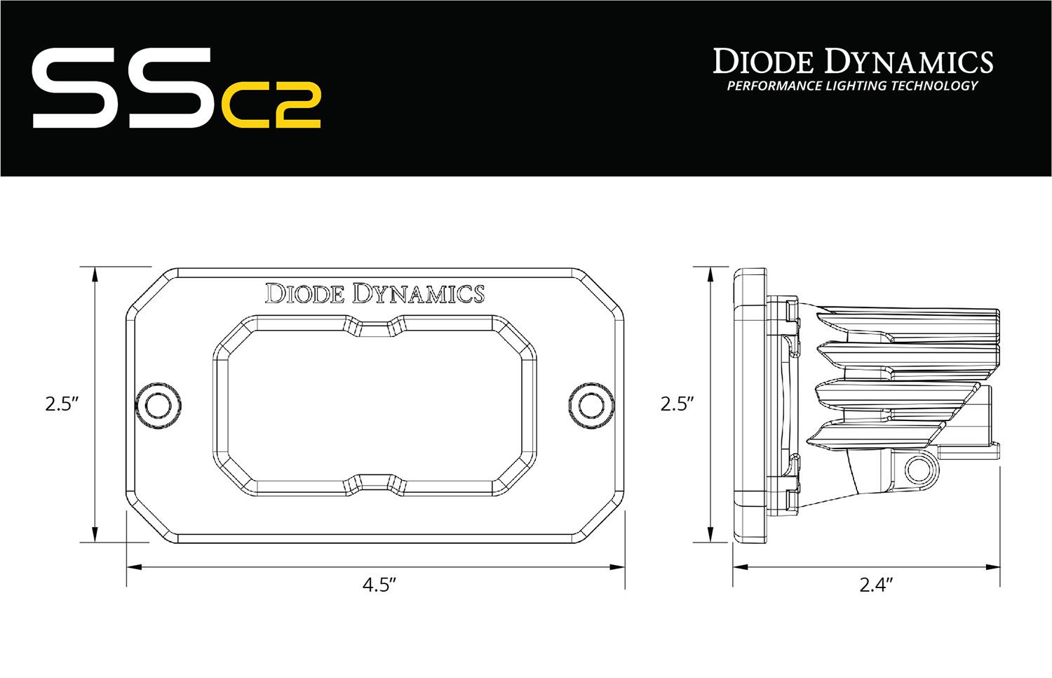 DIODE DYNAMICS | SSC2 SAE White Sport Flush Mount LED Pod (One)