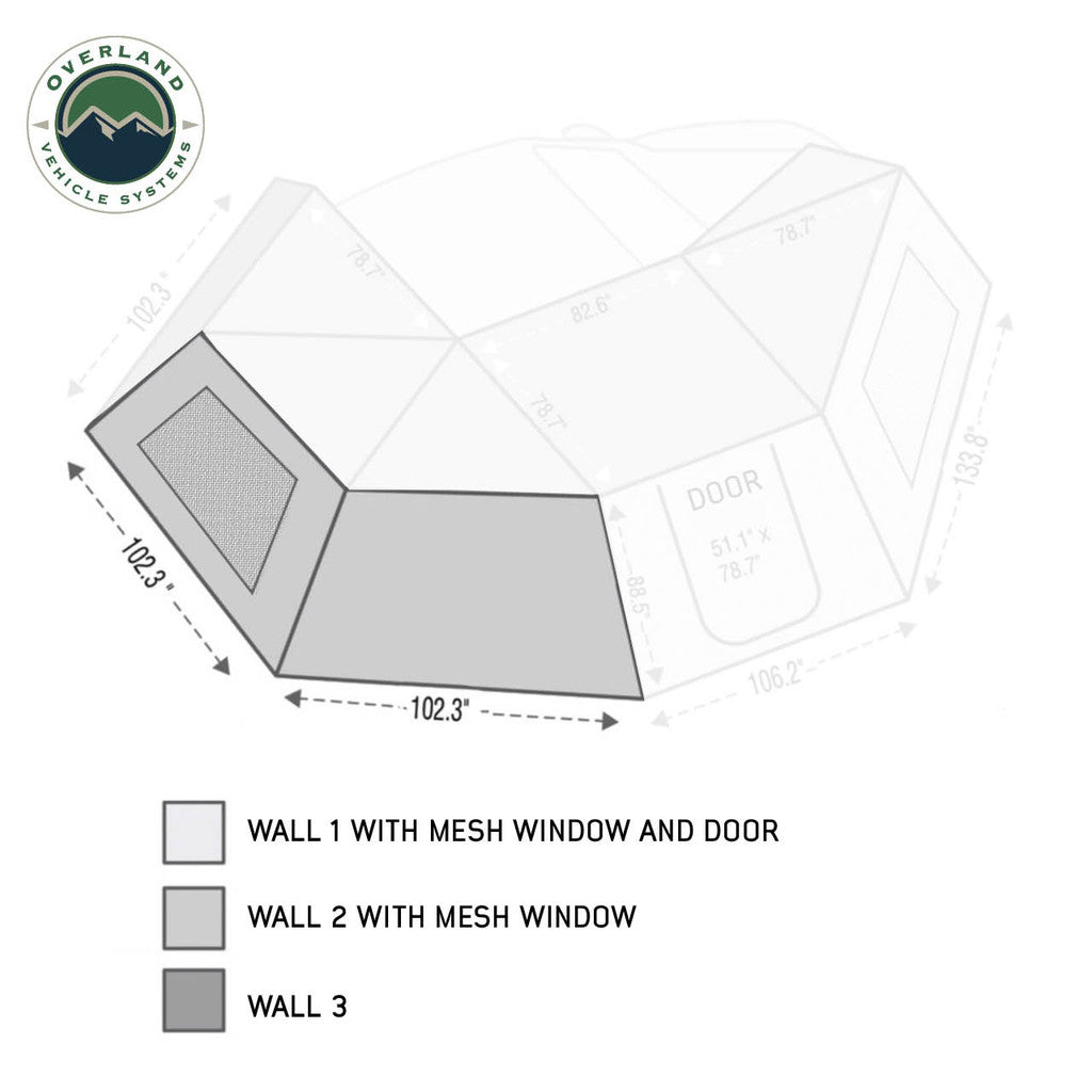 OVERLAND VEHICLE SYSTEMS | Nomadic Awning 270 Driver Side Wall 2 With Window (18109910)