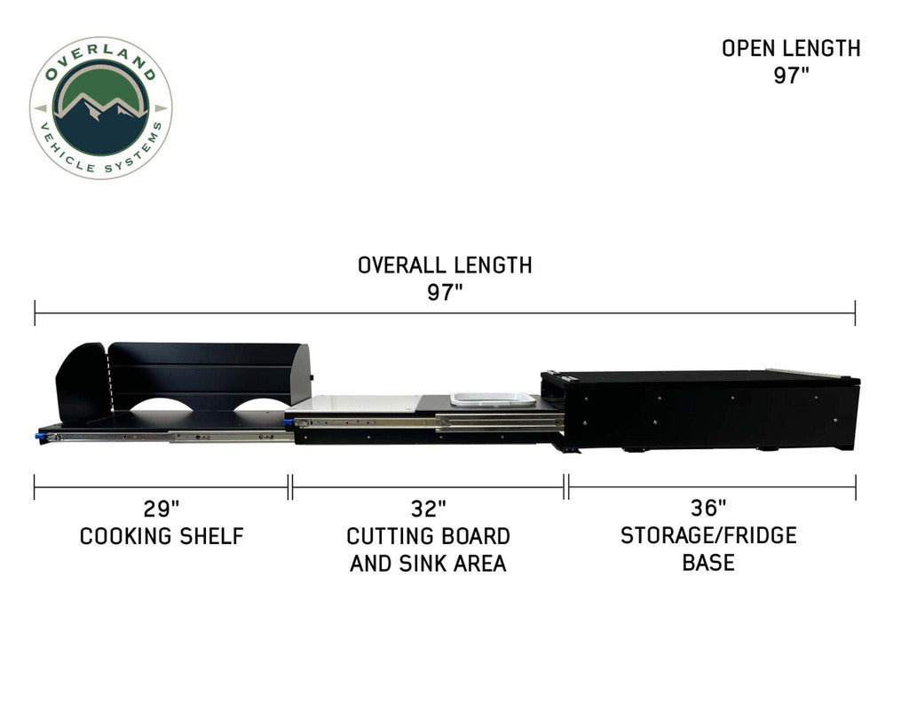 OVERLAND VEHICLE SYSTEMS | Camp Cargo Box Kitchen With Slide Out Sink, Cooking Shelf & Work Station (21010401)