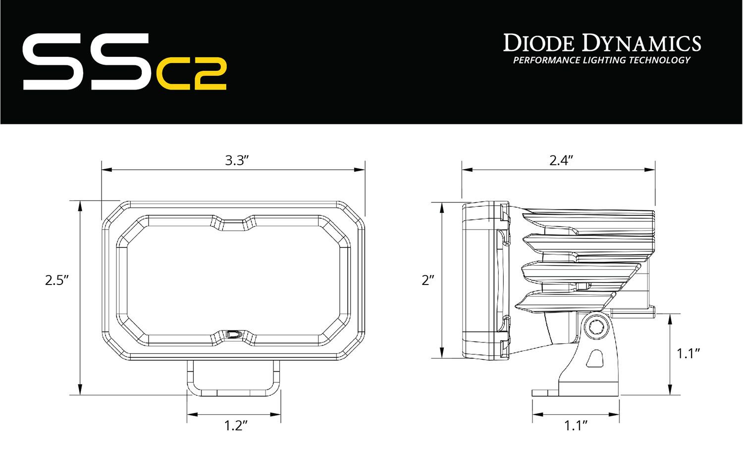 DIODE DYNAMICS | SSC2 SAE/DOT White Pro Standard LED Pod (Pair)