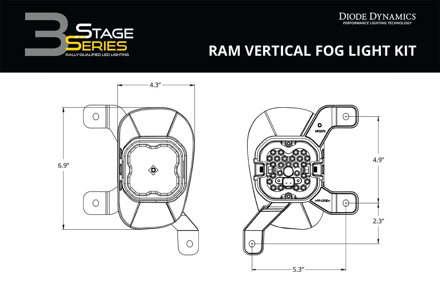 DIODE DYNAMICS | Ram 1500 2013-2018 SS3 LED Fog Light Kit