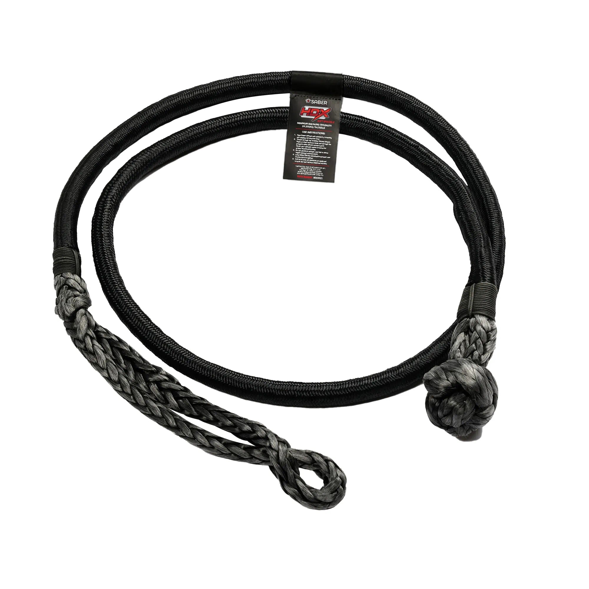 SABER OFFROAD | 24,500KG Long HDX Soft Shackle with Technora Binding (SBR-24KTBSSBL)