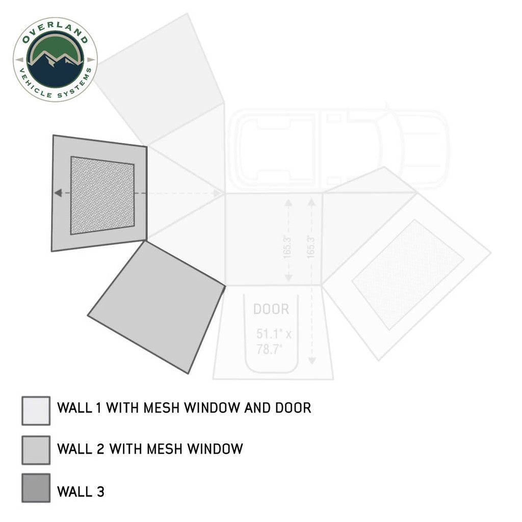 OVERLAND VEHICLE SYSTEMS | Nomadic Awning 270 Driver Side Wall 2 With Window (18109910)