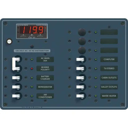 BLUE SEA SYSTEMS | Circuit Breaker Panel AC Main + 11 Positions (135011)