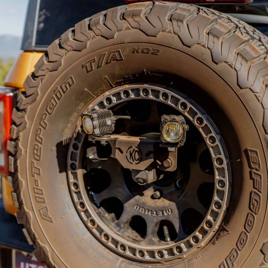 KC HILITES | Light Mount - Spare Tire Carrier - GEN4 2018+ Jeep Wrangler JL / GEN6 2021+ Ford Bronco Raptor M14x1.5 Lug Nuts (7478)