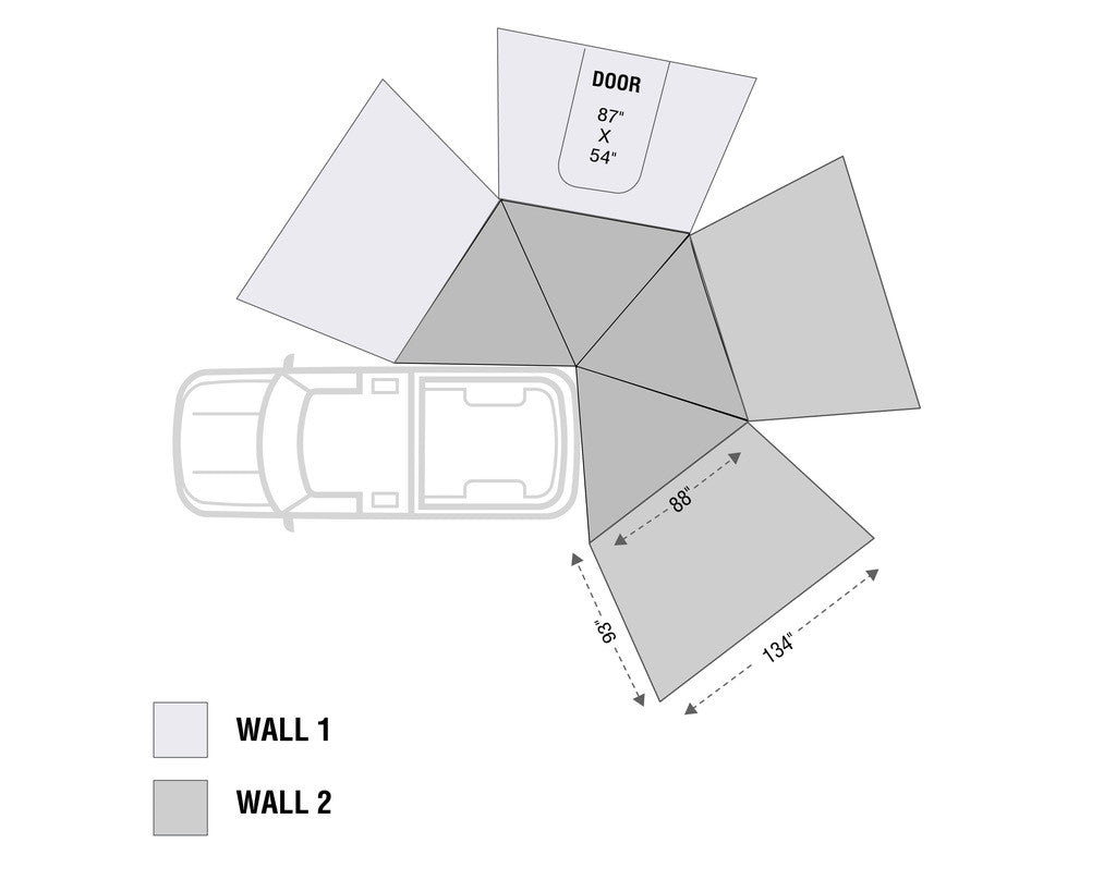 OVERLAND VEHICLE SYSTEMS | Nomadic LT 270 Awning & Wall 1, 2, & Mounting Brackets Passenger Side (19589907)