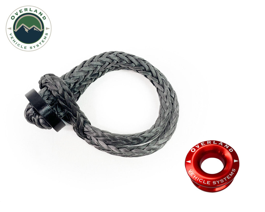 OVERLAND VEHICLE SYSTEMS | Combo Pack Soft Shackle 7/16" 41,000 lb. With Collar and Recovery Ring 2.5" 10,000 lb (19-8716)