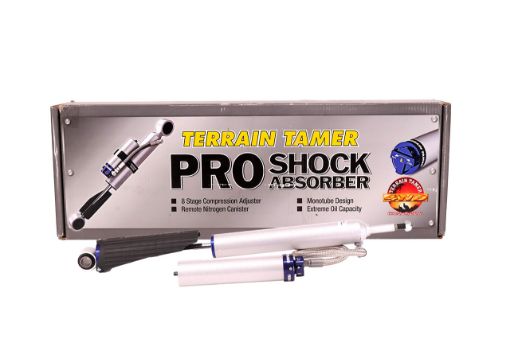 TERRAIN TAMER | Land Cruiser 100 Series From 1/1998 Rear Shock Absorber Pair 8 Stage Adjustable With Remote Reservoir Raised Height 2" (TPS0030)