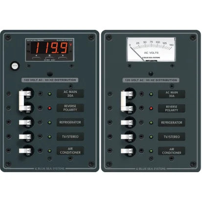 BLUE SEA SYSTEMS | Circuit Breaker Panel With Analog Voltmeter 120V AC Main + 3 Position (71919)
