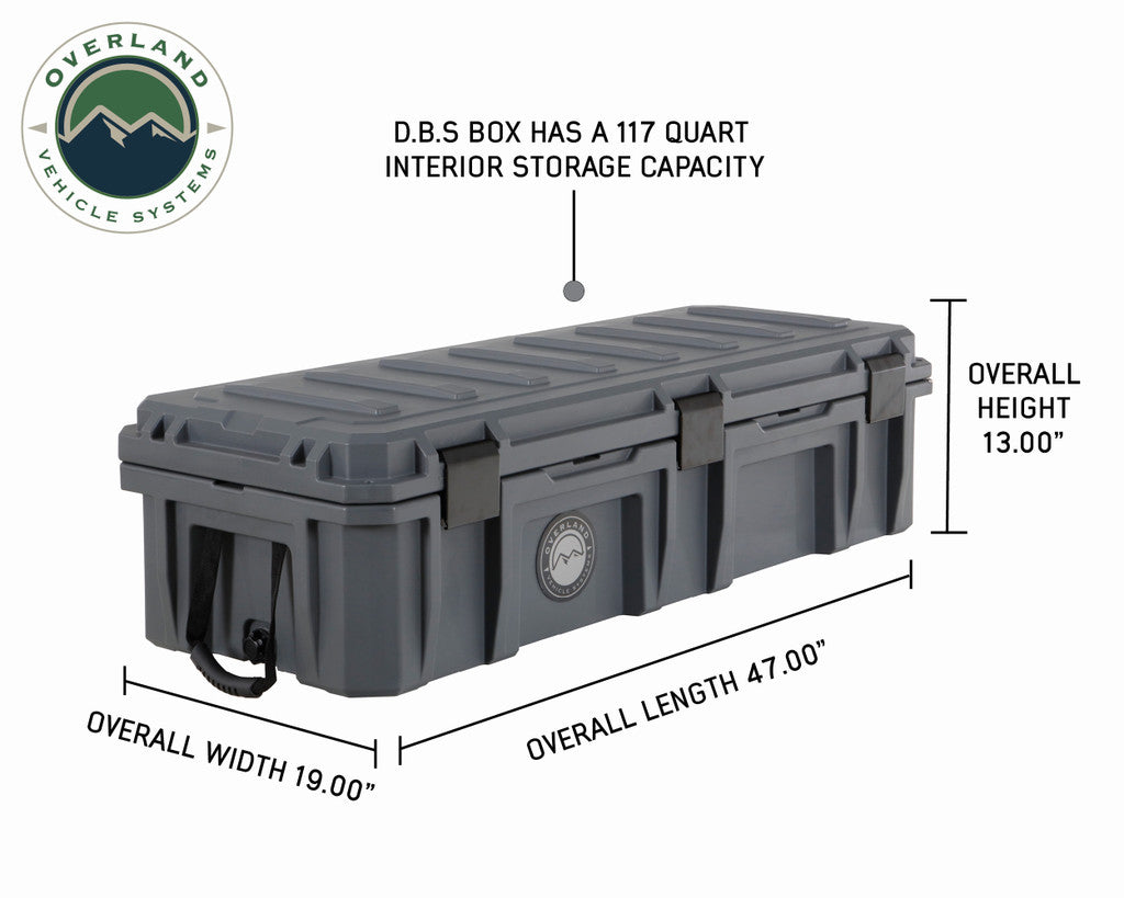 OVERLAND VEHICLE SYSTEMS | D.B.S. Dark Grey 117 QT Dry Box With Drain and Bottle Opener (40100021)