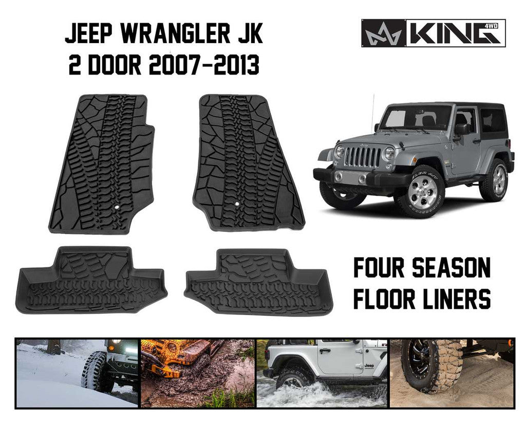 KING 4WD | Jeep Wrangler JK 2 Door 2007-2013 Premium Four-Season Floor Liners Front and Rear Passenger Area (28010201)