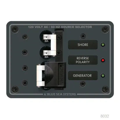BLUE SEA SYSTEMS | Circuit Breaker Panel 2 Source Selector/120 Volt AC Main (79948)