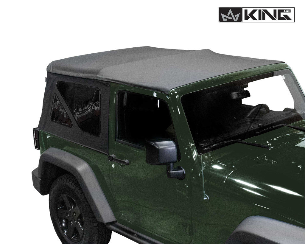 KING 4WD | Jeep Wrangler JK 2 Door 2007-2009 Premium Replacement Soft Top Black Diamond With Tinted Windows (14010335)