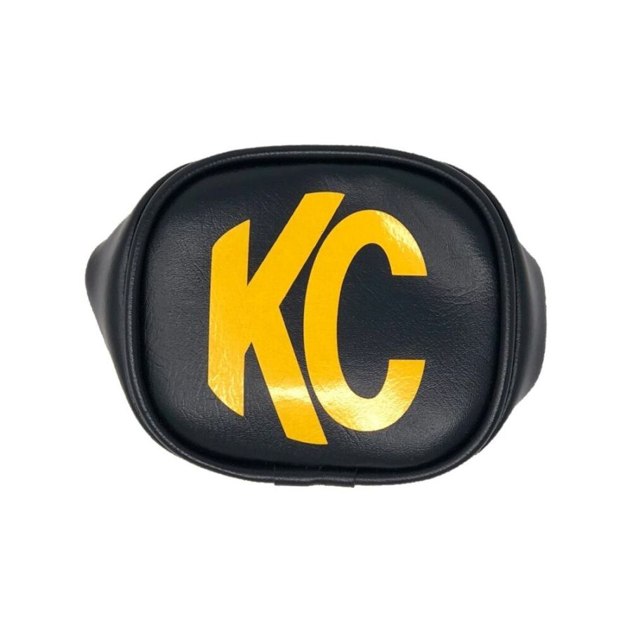 KC HILITES | 3" Soft Vinyl Cover - Round - Pair - Black / Yellow KC Logo (5303)