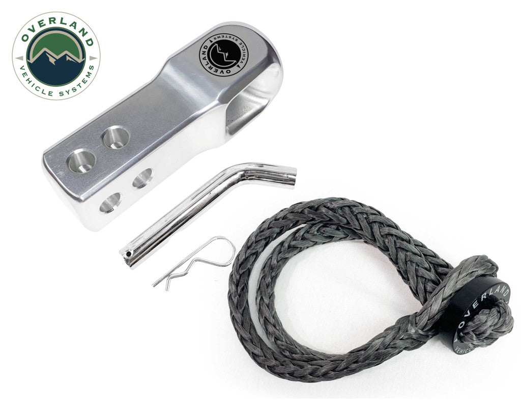 OVERLAND VEHICLE SYSTEMS | Combo Pack Soft Shackle 5/8" With Collar 44,500 lb. and Aluminum Receiver Mount (21-6580)