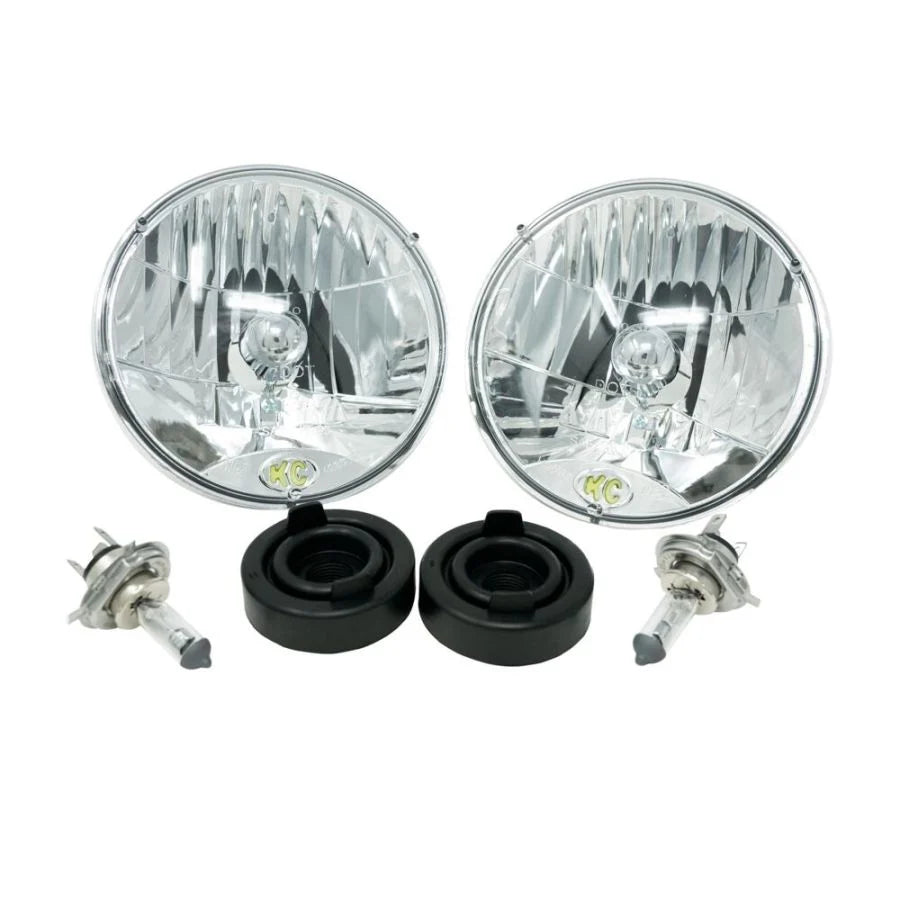KC HILITES | 7" H4 DOT Halogen Headlights - Driving Beam - Pair - Universal / 97-06 Jeep TJ (42301)