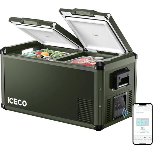 ICECO | 79.2QT VL75ProD Olive 12V Heavy Duty Metal Fridge Freezer