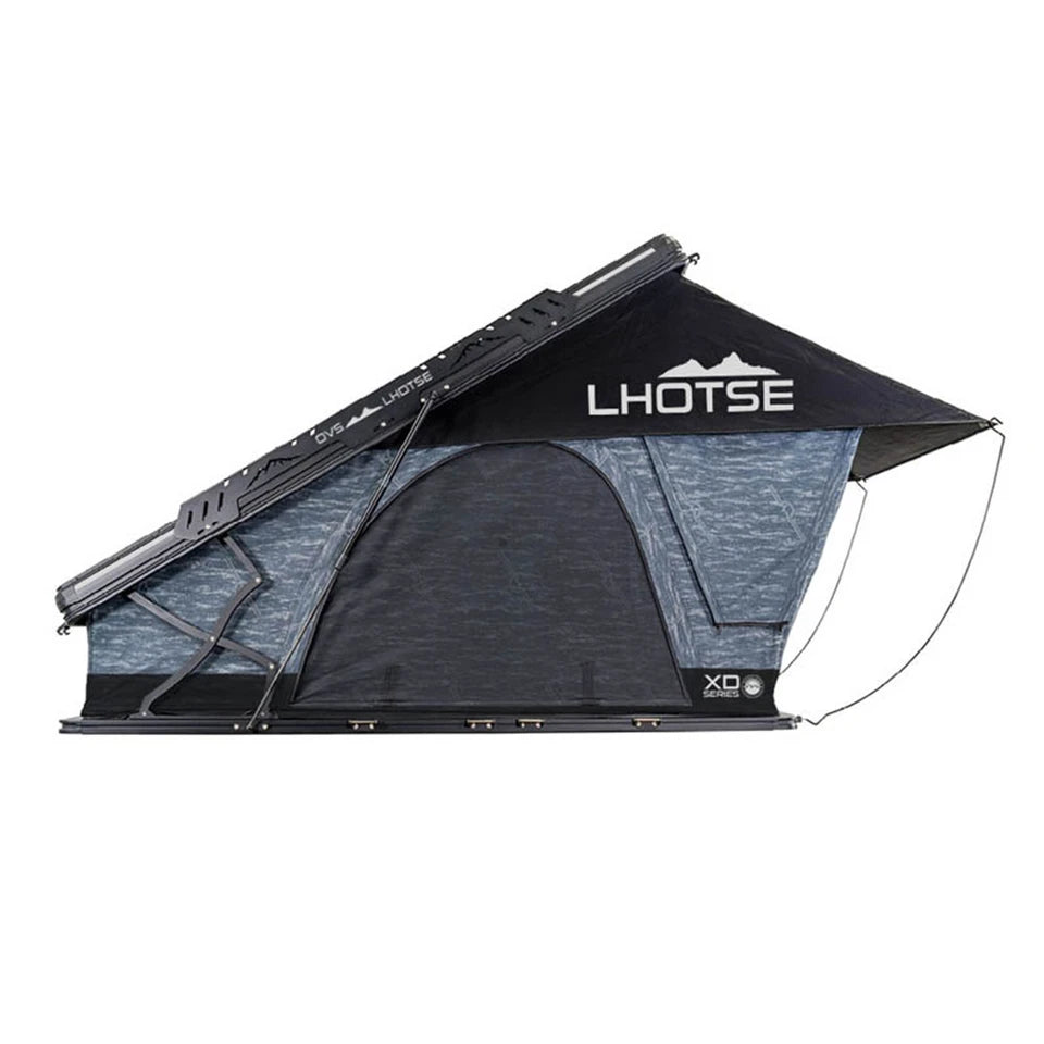 OVERLAND VEHICLE SYSTEMS | XD Lhotse 2 Person Clam Shell Aluminum Hard Shell Roof Top Tent - Blue Body & Black Rainfly (18589902)
