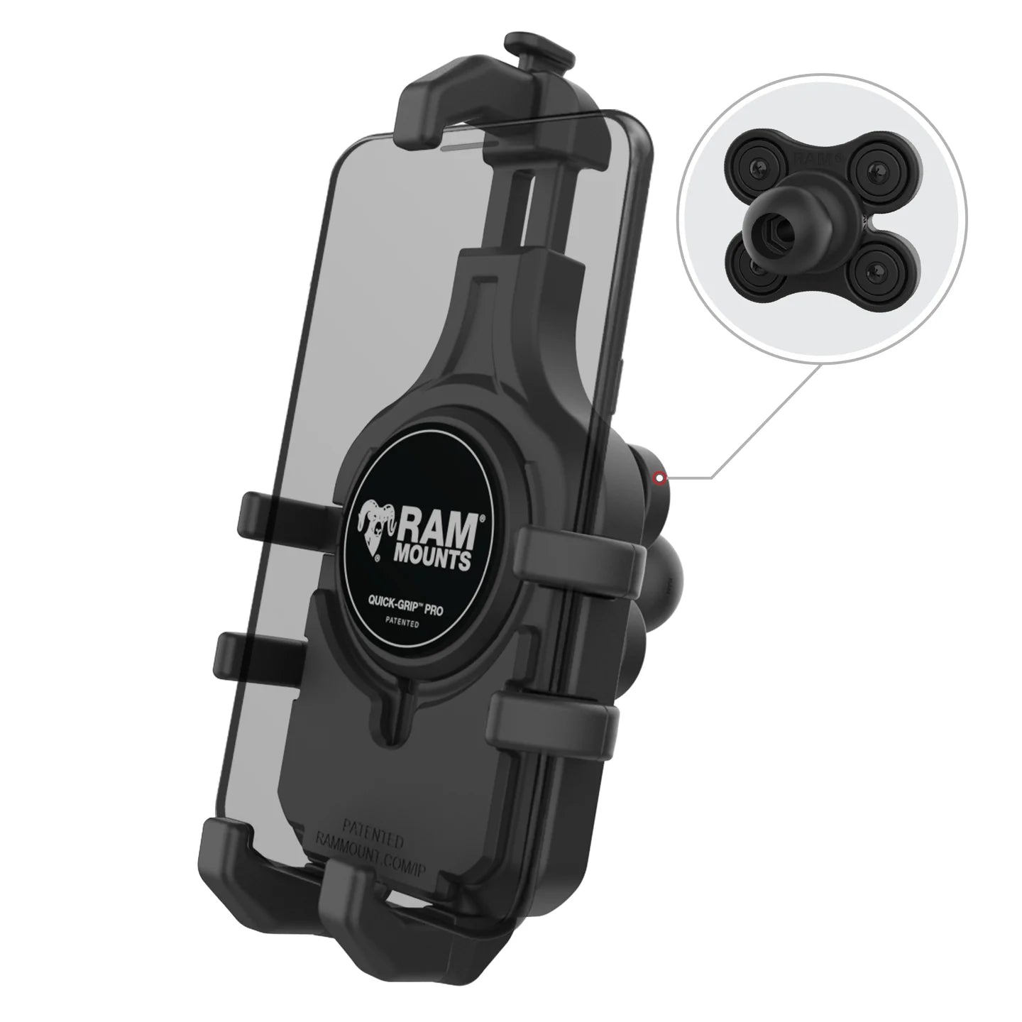 RAM MOUNTS | RAM Quick-Grip Pro Phone Holder with Ball & Vibration Damper
