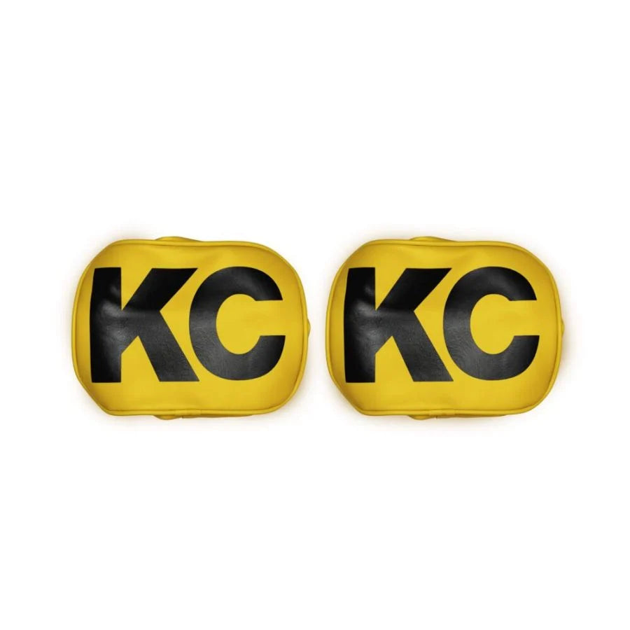 KC HILITES | Cover; Retro 6x9" Rectangular Vinyl Yellow w/ Black KC Soft (pr) (5611)