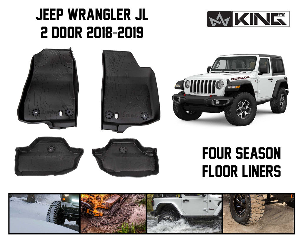 KING 4WD | Jeep Wrangler JL 2 Door 2018-2019 Premium Four-Season Floor Liners Front and Rear Passenger Area (28010601)