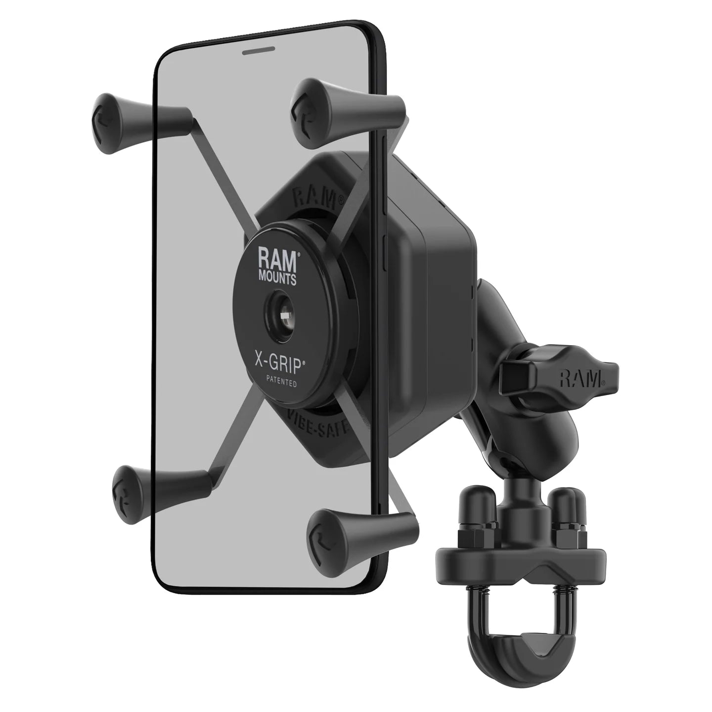 RAM MOUNTS | RAM X-Grip Large Phone Mount with Vibe-Safe & U-Bolt Base - Short