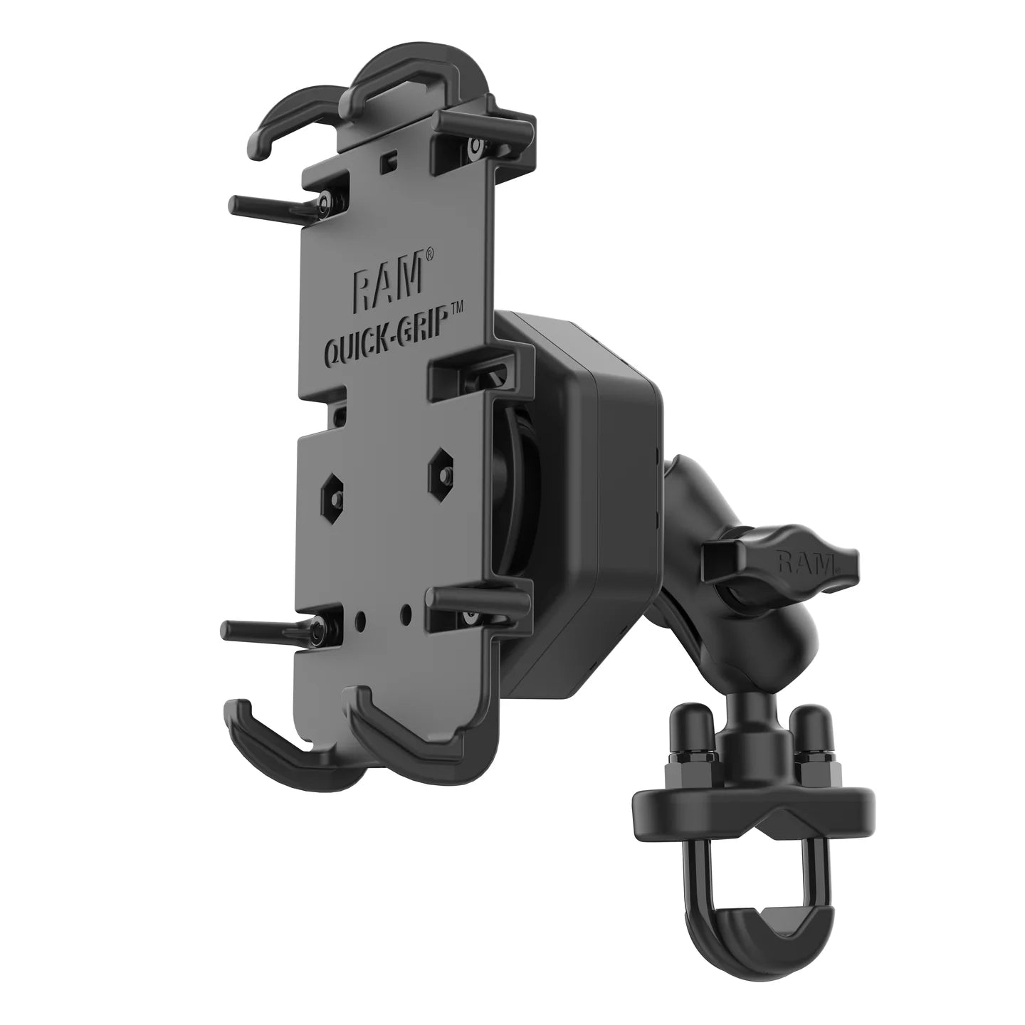 RAM MOUNTS | RAM Quick-Grip XL Phone Mount with Vibe-Safe & U-Bolt Base - Short