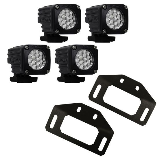 RIGID INDUSTRIES | Ford Bronco 2021 Sport Overland Roof Rack LED Light Mount Kit, Includes Four Ignite Pod Lights With Diffused Flood Optics (46716)