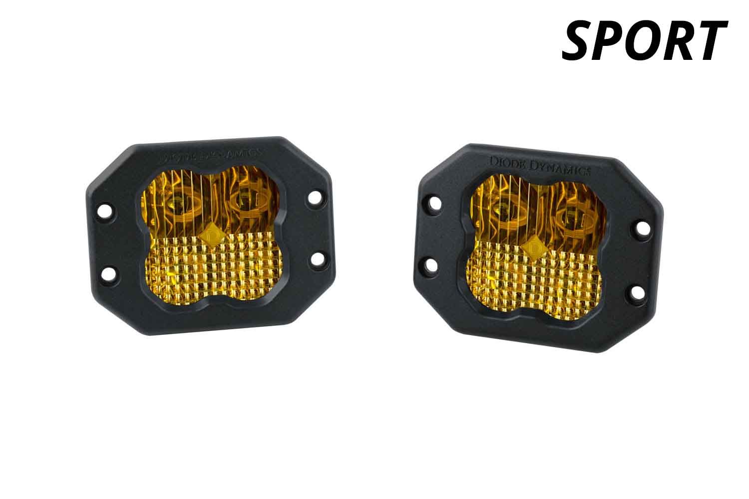 DIODE DYNAMICS | SS3 SAE Yellow Sport Flush Mount LED Pod (Pair)