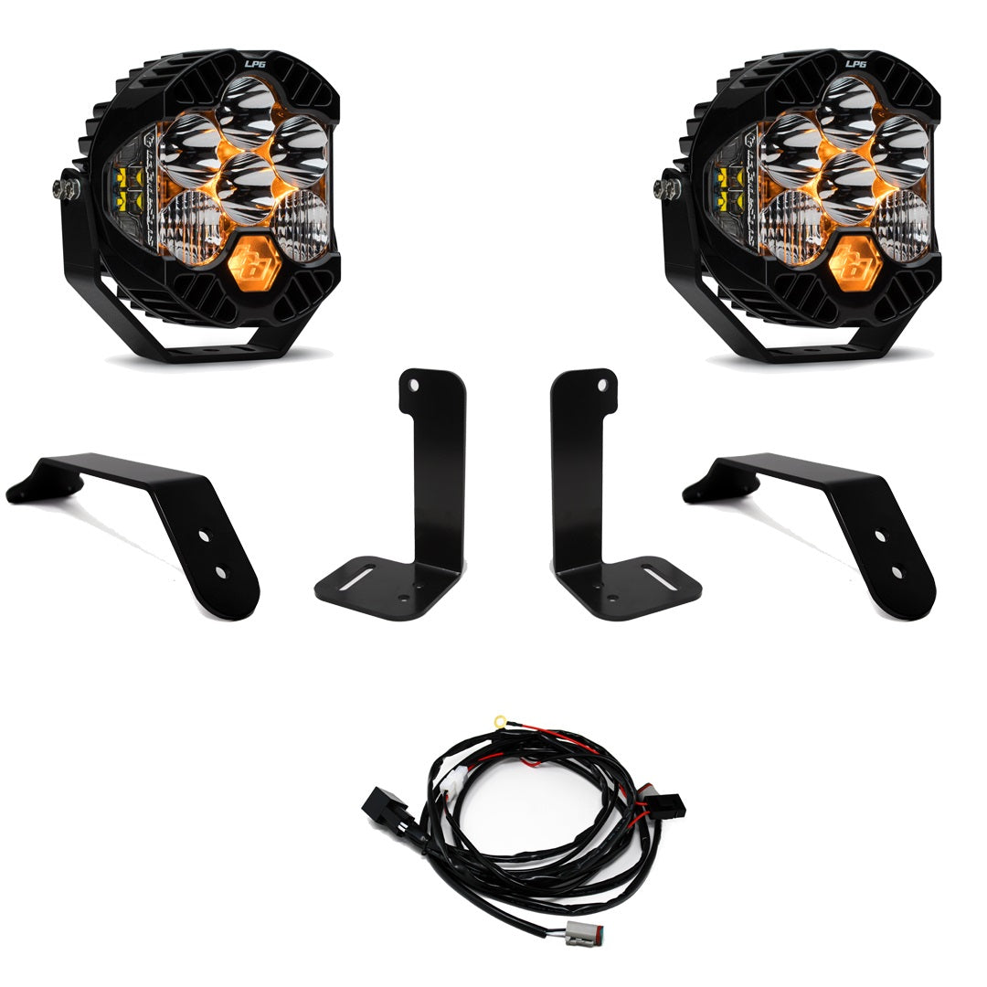 BAJA DESIGNS | Jeep Gladiator 2020-2024 & Wrangler JL 2018-2024 LP6 Pro Bumper Light Kit With OE Plastic Bumper