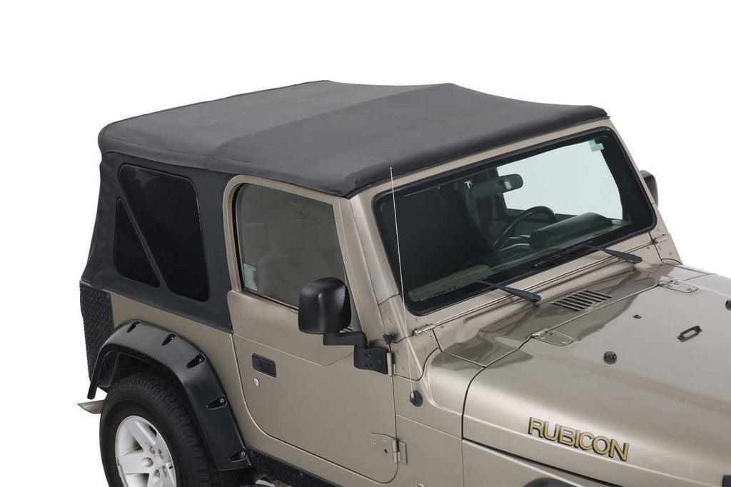 KING 4WD | Jeep Wrangler TJ 1997-2006 Premium Replacement Soft Top Without Upper Doors, Black Diamond With Tinted Windows (14010235)