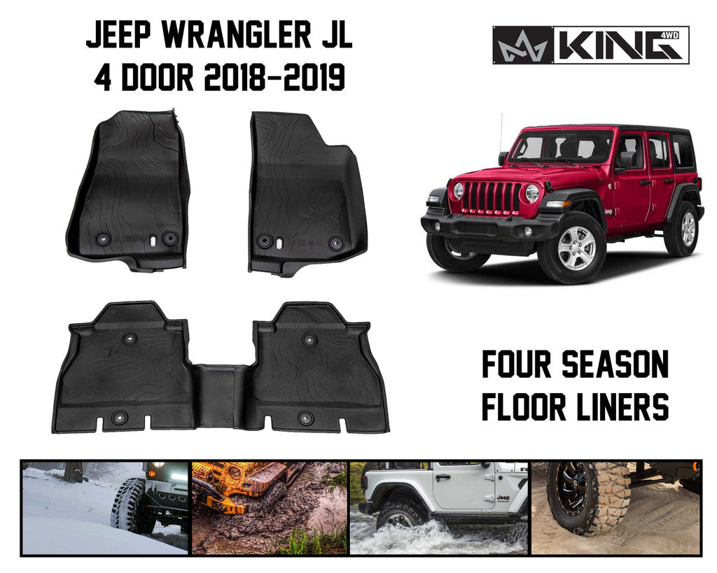 KING 4WD | Jeep Wrangler Unlimited JL 4 Door 2018-2019  Premium Four-Season Floor Liners Front and Rear Passenger Area (28010701)