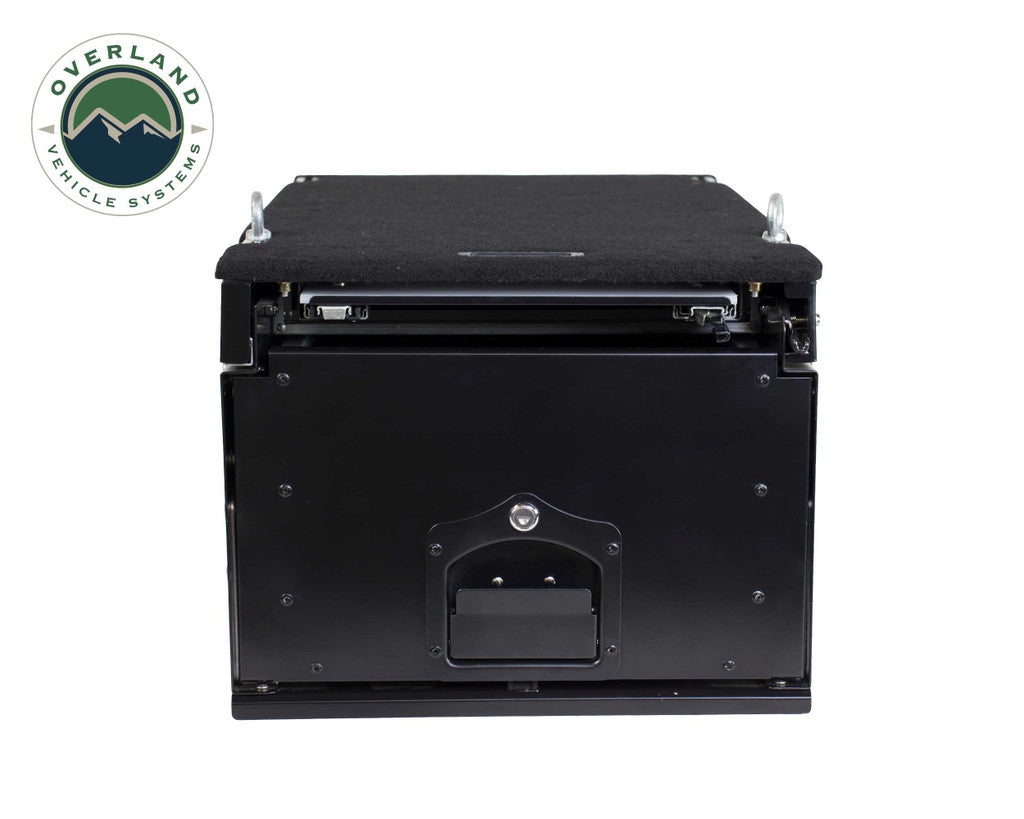 OVERLAND VEHICLE SYSTEMS | Cargo Box With Slide Out Drawer & Working Station Size Black Powder Coat Universal (21010201)