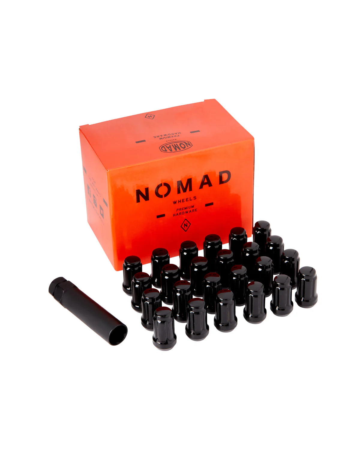 NOMAD WHEELS | 12X1.50 Black Spline 6 Lug Kit No Valve Stems (N-L73807BKA6NV)