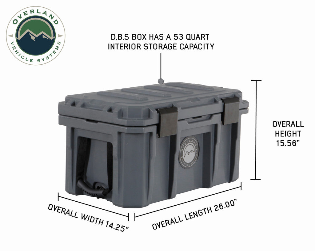 OVERLAND VEHICLE SYSTEMS | D.B.S. Dark Grey 53 QT Dry Box with Drain & Bottle Opener (40100001)