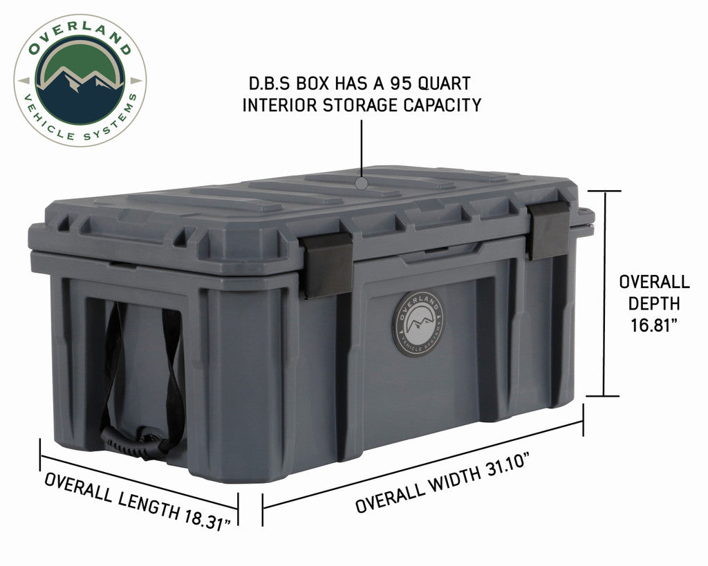 OVERLAND VEHICLE SYSTEMS | D.B.S. - Dark Grey 95 QT Dry Box With Drain and Bottle Opener (40100011)