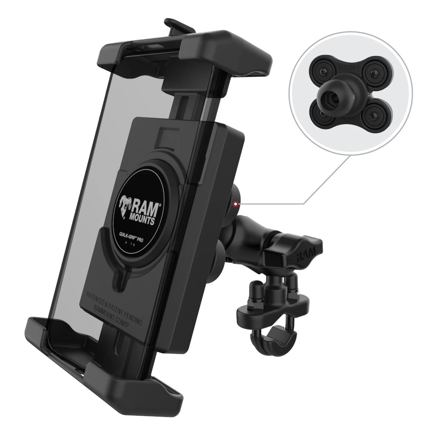 RAM MOUNTS | RAM Quick-Grip Pro XL Vibration Damping Phone Mount with U-Bolt Base