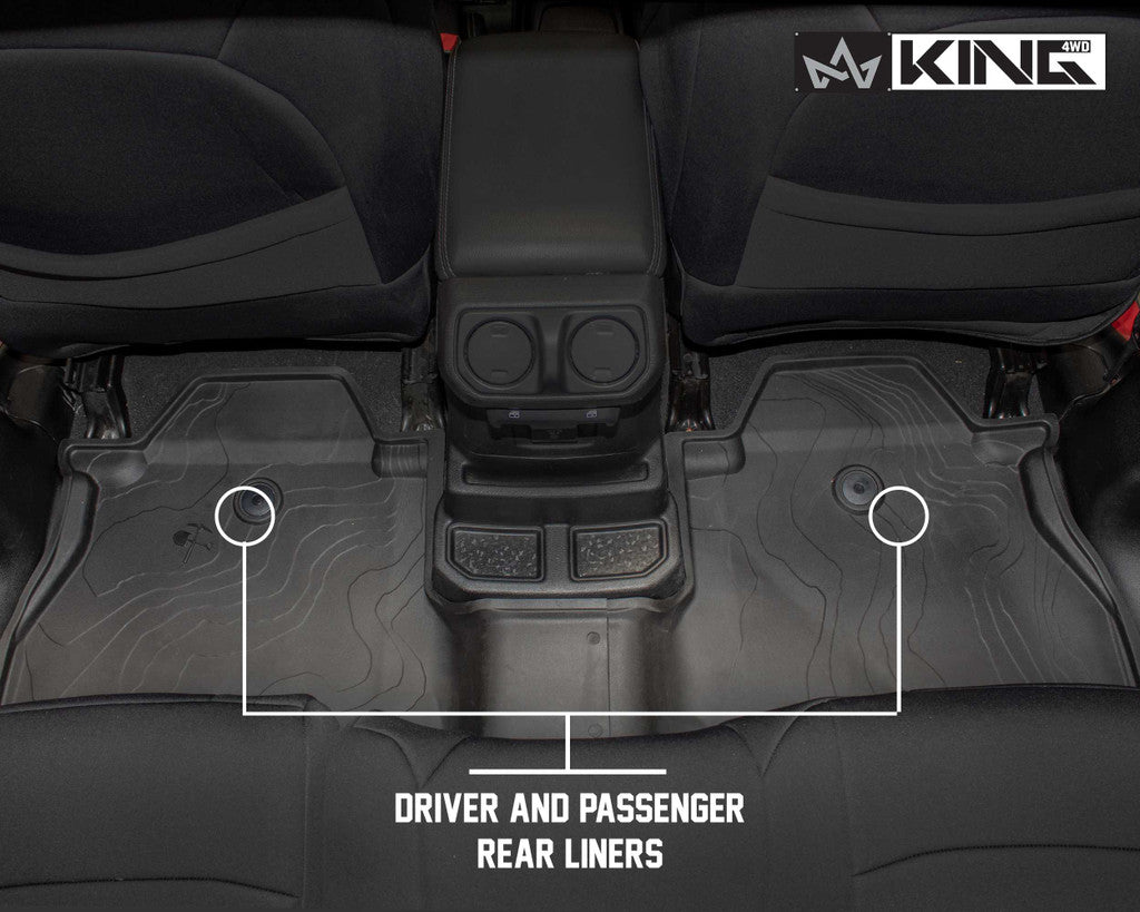 KING 4WD | Jeep Wrangler Unlimited JL 4 Door 2018-2019  Premium Four-Season Floor Liners Front and Rear Passenger Area (28010701)