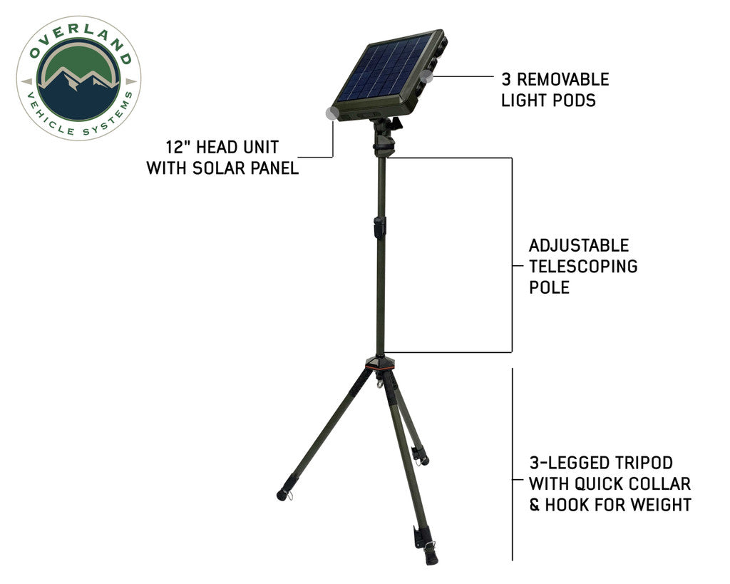 OVERLAND VEHICLE SYSTEMS | Wild Land Encounter Solar Powered Camping Light With Removable Light Pods (15059901)