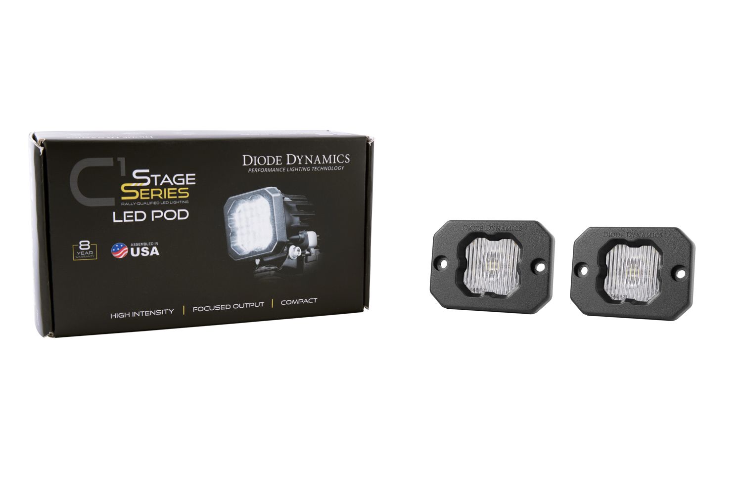 DIODE DYNAMICS | SSC1 White SAE Fog Flush Mount LED Pod (Pair)