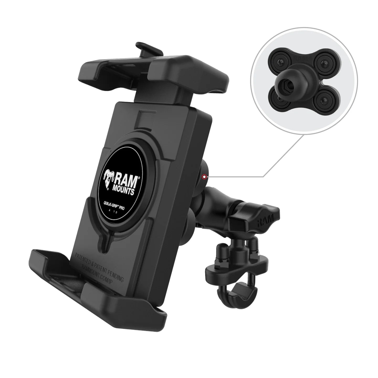 RAM MOUNTS | RAM Quick-Grip Pro XL Vibration Damping Phone Mount with U-Bolt Base