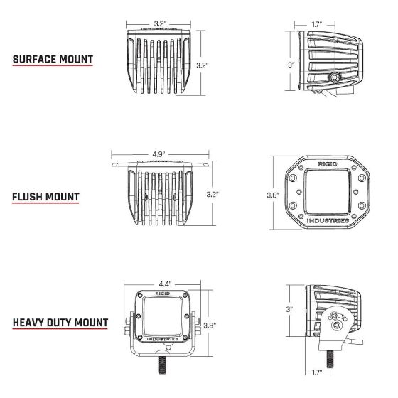 RIGID INDUSTRIES | D-Series Pro Spot Midnight Pair Flush Mount (212213BLK)