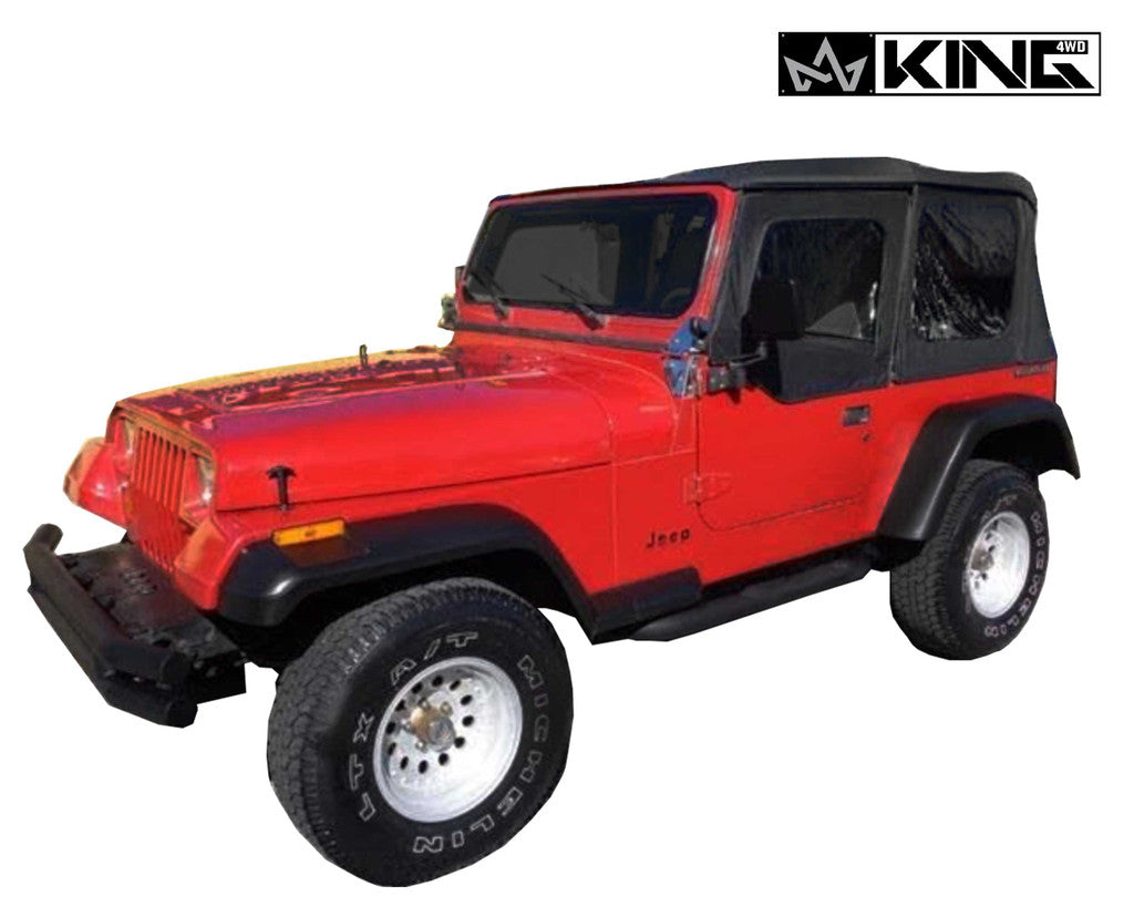 KING 4WD | Jeep Wrangler YJ 1987-1995 Premium Replacement Soft Top Black Diamond with Tinted Windows (14011235)