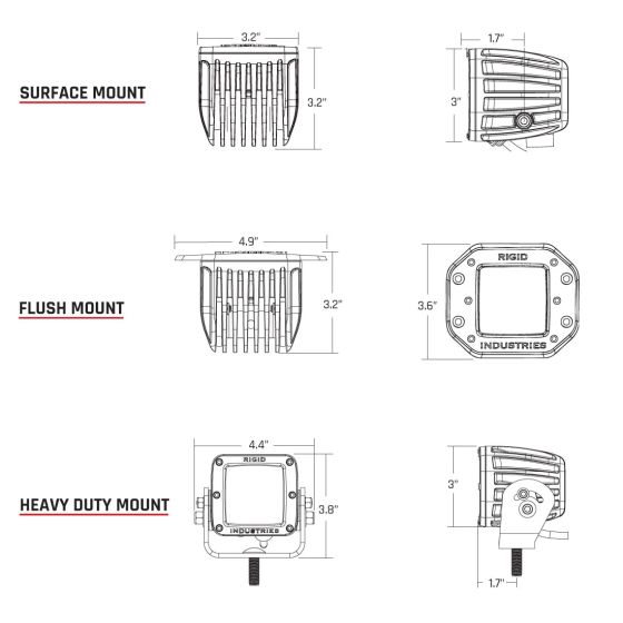 RIGID INDUSTRIES | D-Series Pro Spot Diffused Midnight Surface Mount | Pair (202513BLK)